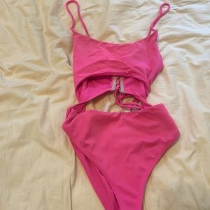 Bright pink one piece